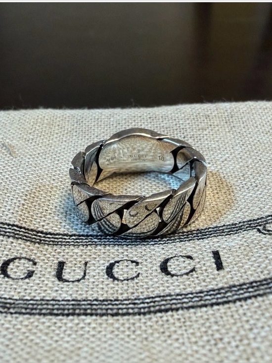 GUCCI Ring(10号) Ring Gucci Size 10 In Us New Authentic Gucci GG Green Logo Ring